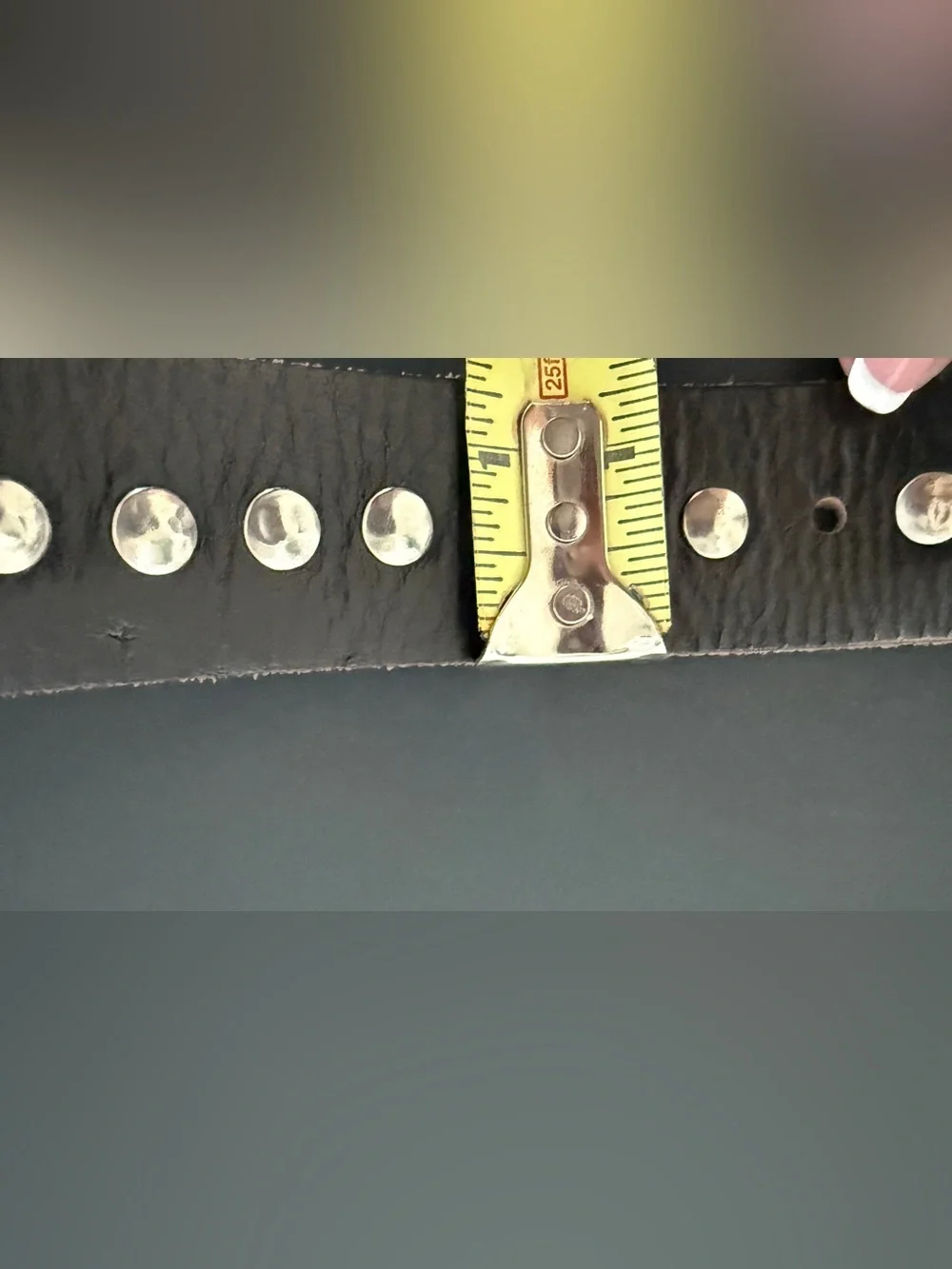 Women’s Black Genuine Leather Studded Belt Silver Tone Western 39”